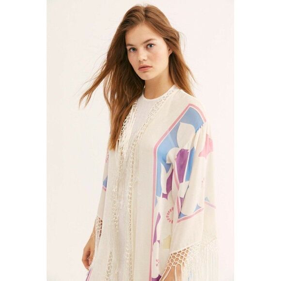 NWT FREE PEOPLE SUPER BLOOM BURNOUT VELVET KIMONO - Picture 3 of 6